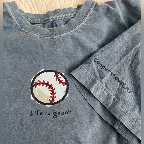 LIFE IS GOOD baseball t-shirt from Cooperstown (Baseball Hall of Fame)-Boys Med - Picture 7 of 10